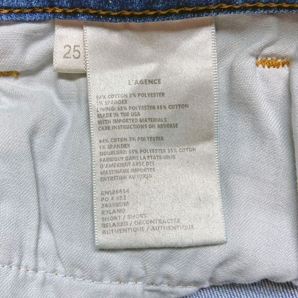 L'Agence Ryland Cuttoff Denim Shorts Size 25 Authentique Medium Wash Raw Hem - Picture 5 of 5